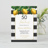 50ファブルレモン白黒ストライプ大理石  招待状 (スタンド正面)