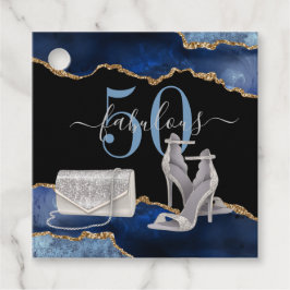 50ファブルースネイビーブラックアゲート金ゴールドグリッター フェイバータグ