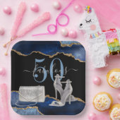 50ファブルースネイビーブラックアゲート金ゴールドグリッター ペーパープレート (パーティー)