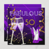 50ファブルースパープル金ゴールドシャンパンシューズ 招待状 (正面/裏面)