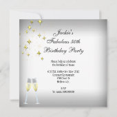 50ファンタスティックホワイトドレスブルーシークイン誕生日 招待状 (裏面)