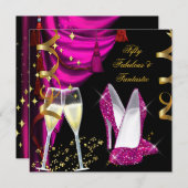 50ファンタスティック&ファンタスティックなピンクシャンパンパーティー 招待状 (正面/裏面)