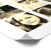 50フォトコラージュパーソナライズされた(セピア) ポスター (角)