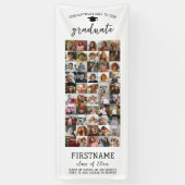 50フォトコラージュ卒業モダン白ミニマル 横断幕 (縦)