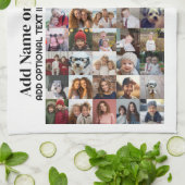 50フォトコラージュ – カスタム文字 – 白黒 キッチンタオル (折り畳み)