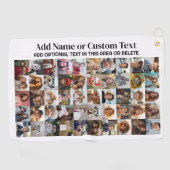 50フォトコラージュ – カスタム文字 – 白黒 ゴルフタオル (横)