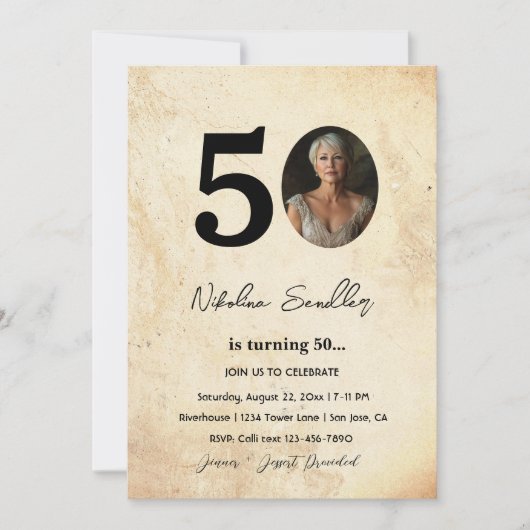 50フォーマル歳クラシックの誕生日パーティー 招待状 (正面)