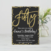 50ブラック金ゴールドグリッター50誕生日 招待状 (スタンド正面)