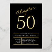 50ブラック50thバースデーパーティー金ゴールド 箔招待状 (正面)