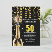 50マイルストーンのワきらめくイン金ゴールドブラックグリッター  招待状 (スタンド正面)