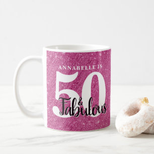 50モダンと素晴らしいピンクの輝く誕生日パーティー コーヒーマグカップ