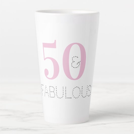 50モダンと素晴らしいピンクタイポグラフィ誕生日 カフェラテマグ (正面)