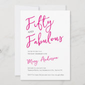 50モダンと素晴らしいピンク50th誕生日パーティー 招待状 (正面)