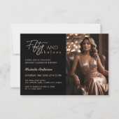 50モダンと素晴らしいフォトバラ金ゴールド50誕生日 招待状 (正面)