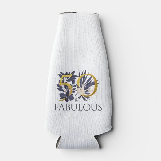 50モダンと素晴らしいフローラ金ゴールドブルー ボトルクーラー (正面)