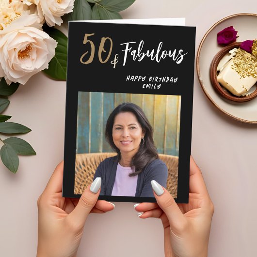 50モダンと素晴らしい写真50誕生日 カード