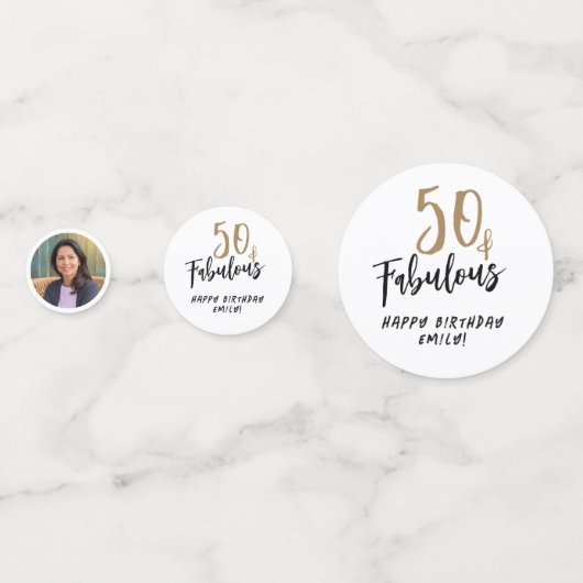 50モダンと素晴らしい写真50誕生日 コンフェッティ (裏面)