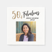 50モダンと素晴らしい写真50誕生日 スタンダードカクテルナプキン (正面)