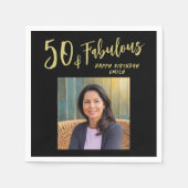 50モダンと素晴らしい写真50誕生日 スタンダードカクテルナプキン (正面)