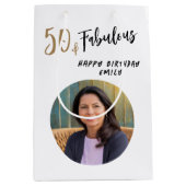 50モダンと素晴らしい写真50誕生日 ミディアムペーパーバッグ (正面)