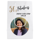 50モダンと素晴らしい写真50誕生日 ミディアムペーパーバッグ (裏面)