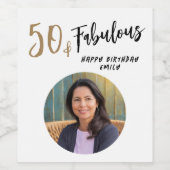 50モダンと素晴らしい写真50誕生日 ワインラベル (シングルラベル)