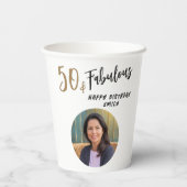 50モダンと素晴らしい写真50誕生日 紙コップ (裏面)