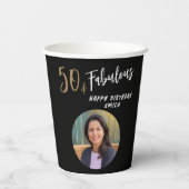 50モダンと素晴らしい写真50誕生日 紙コップ (裏面)