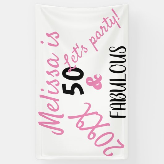 50モダンと素晴らしい文字誕生日パーティー 横断幕 (縦)