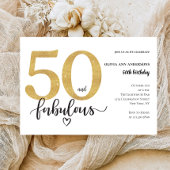 50モダンと素晴らしい金ゴールド誕生日 招待状