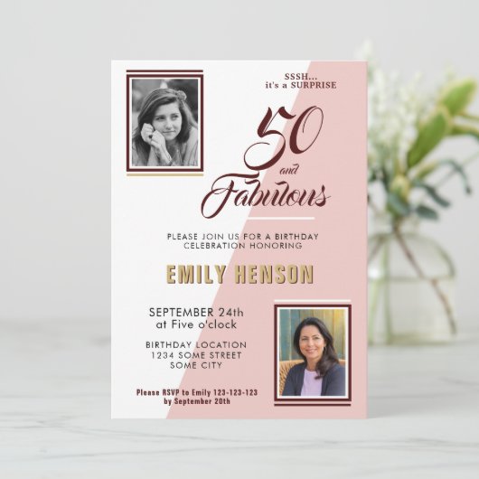 50モダンと素晴らしい2 Photo 50誕生日 招待状 (スタンド正面)