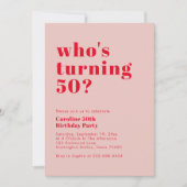50モダンはっきりした歳を目指す人 |バラレッド誕生日 招待状 (正面)