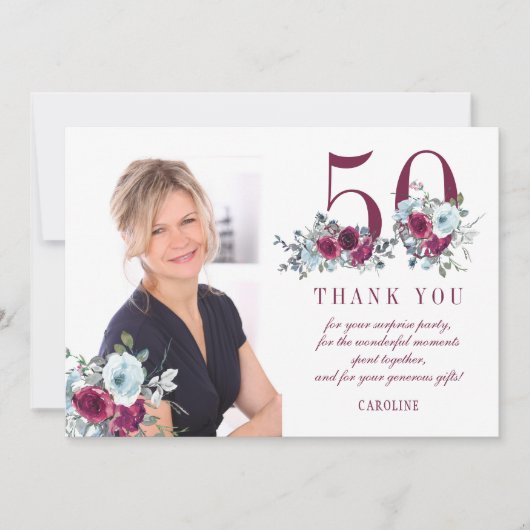 50モダンエレガント歳の誕生日の写真 サンキューカード