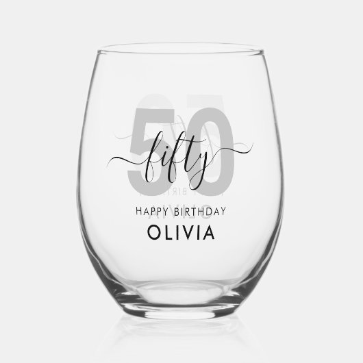 50モダンエレガント誕生日 ステムなしワイングラス (裏面)