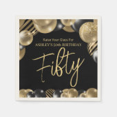 50モダングリッターバルーン50誕生日ナプキンス スタンダードカクテルナプキン (正面)