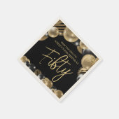 50モダングリッターバルーン50誕生日ナプキンス スタンダードカクテルナプキン (角)