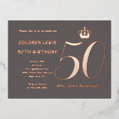 50モダンバラ金ゴールド誕生日パーティー 箔招待状ポストカード (正面)