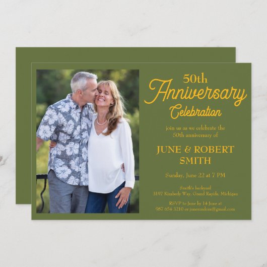 50モダン周年結婚の招待 招待状 (正面/裏面)