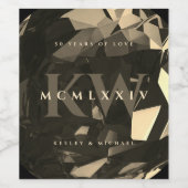 50モダン周年結婚金ゴールドブラック ワインラベル (シングルラベル)