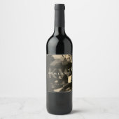 50モダン周年結婚金ゴールドブラック ワインラベル (正面)