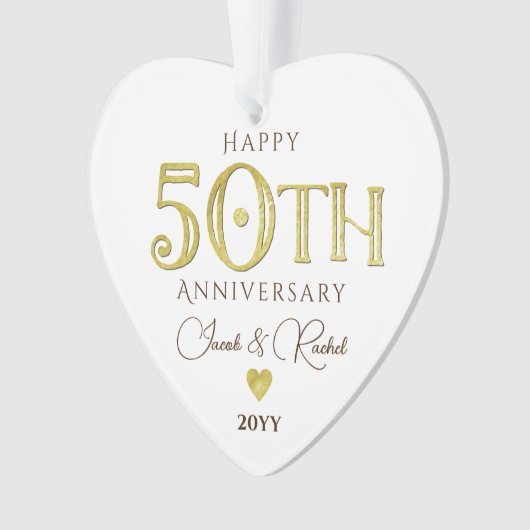 50モダン周年記念金ゴールド記念結婚品 オーナメント (正面)