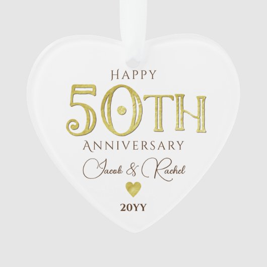 50モダン周年記念金ゴールド記念結婚品 オーナメント (正面)