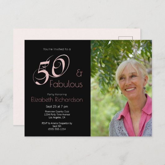 50モダン歳の素晴らしい誕生日写真 ポストカード (正面/裏面)