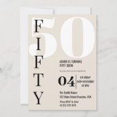 50モダン歳エレガントの誕生日パーティー 招待状 (正面)