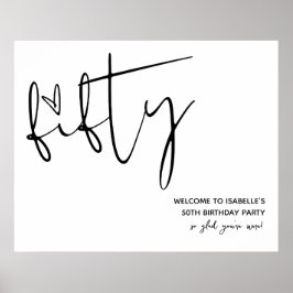 50モダン番目の誕生日エレガント歓迎サイン ポスター