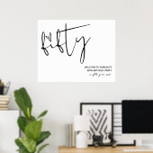 50モダン番目の誕生日エレガント歓迎サイン ポスター (ホームオフィス)