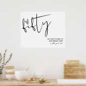 50モダン番目の誕生日エレガント歓迎サイン ポスター (キッチン)