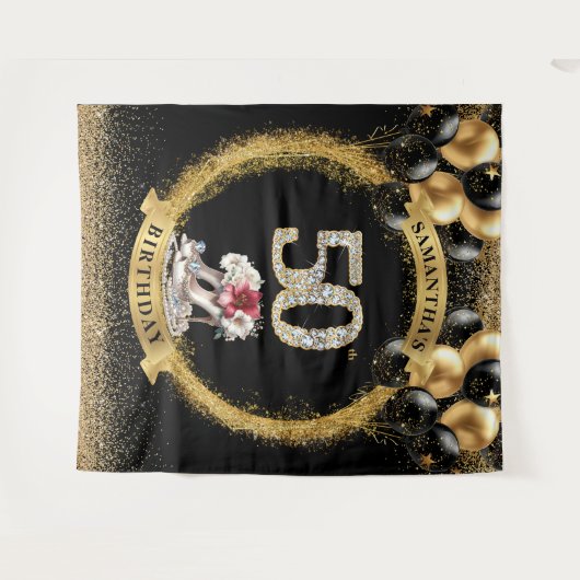 50モダン番目の誕生日ダイアモンド数ハイヒール タペストリー (正面(横))