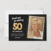 50モダン番目の誕生日写真 サンキューカード (正面)