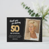 50モダン番目の誕生日写真 サンキューカード (スタンド正面)
